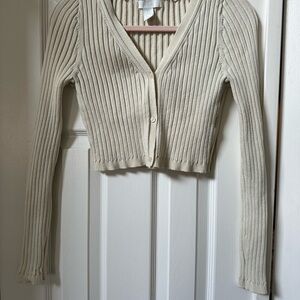 Women's Cream Ribbed Sweater